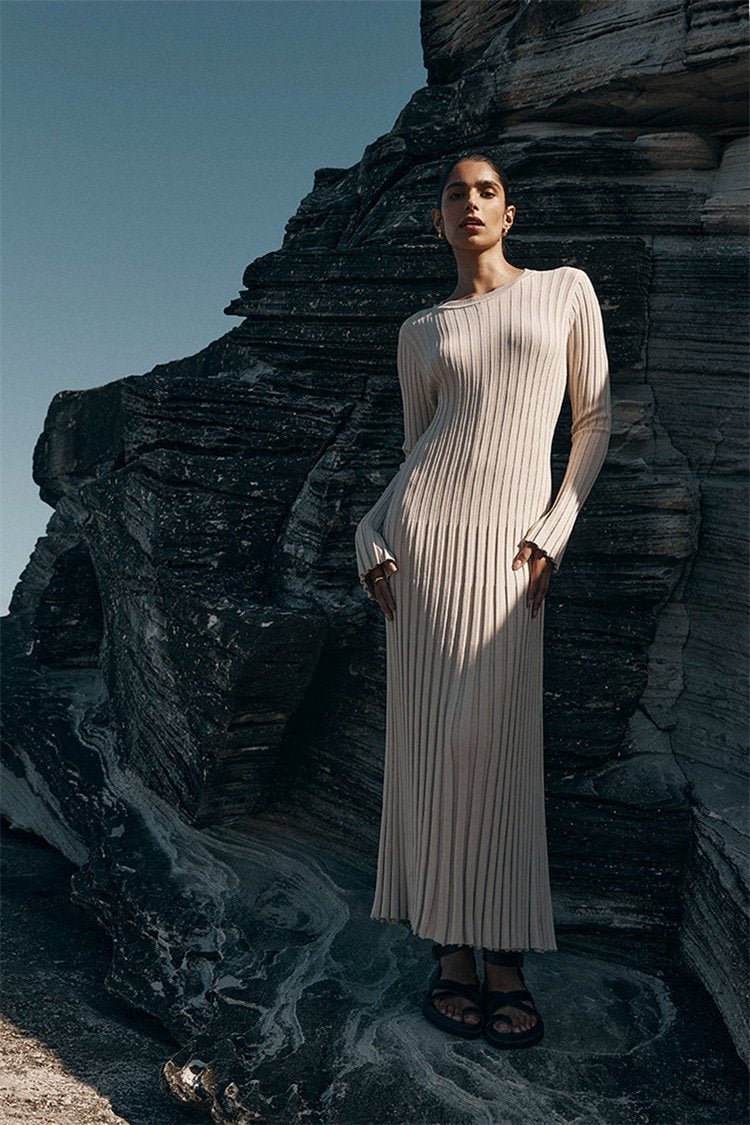 Antonia Rib Flare Maxi Strikkjole