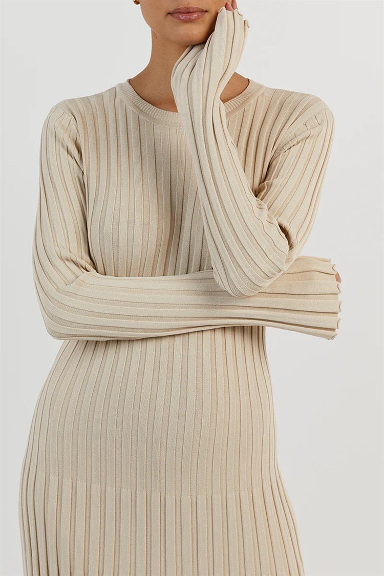 Antonia Rib Flare Maxi Strikkjole