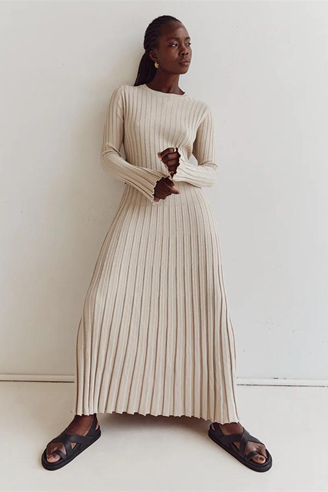 Antonia Rib Flare Maxi Strikkjole