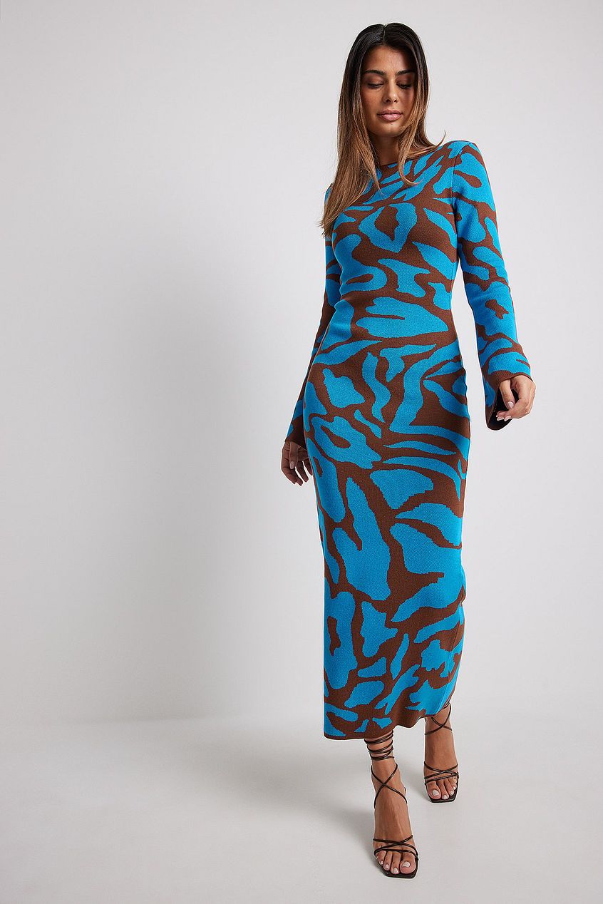 Ava Jacquard Strikket Midikjole