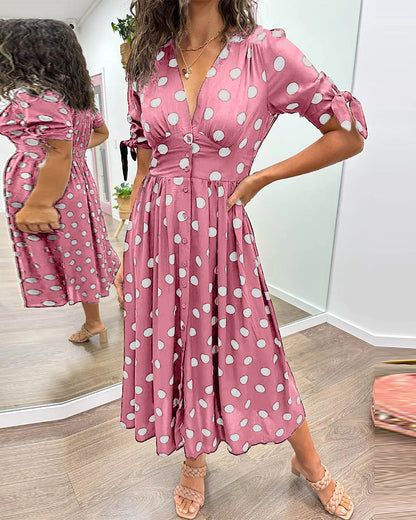 Monique™ | Elegant Kjole med Prikker
