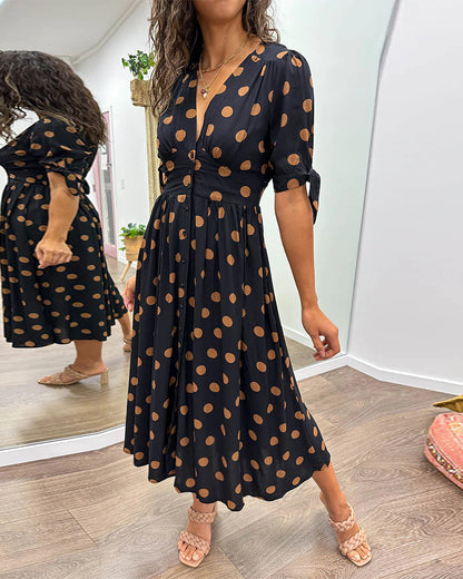 Monique™ | Elegant Kjole med Prikker
