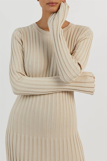 Antonia Rib Flare Maxi Strikkjole