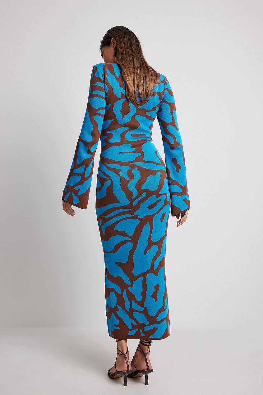 Ava Jacquard Strikket Midikjole