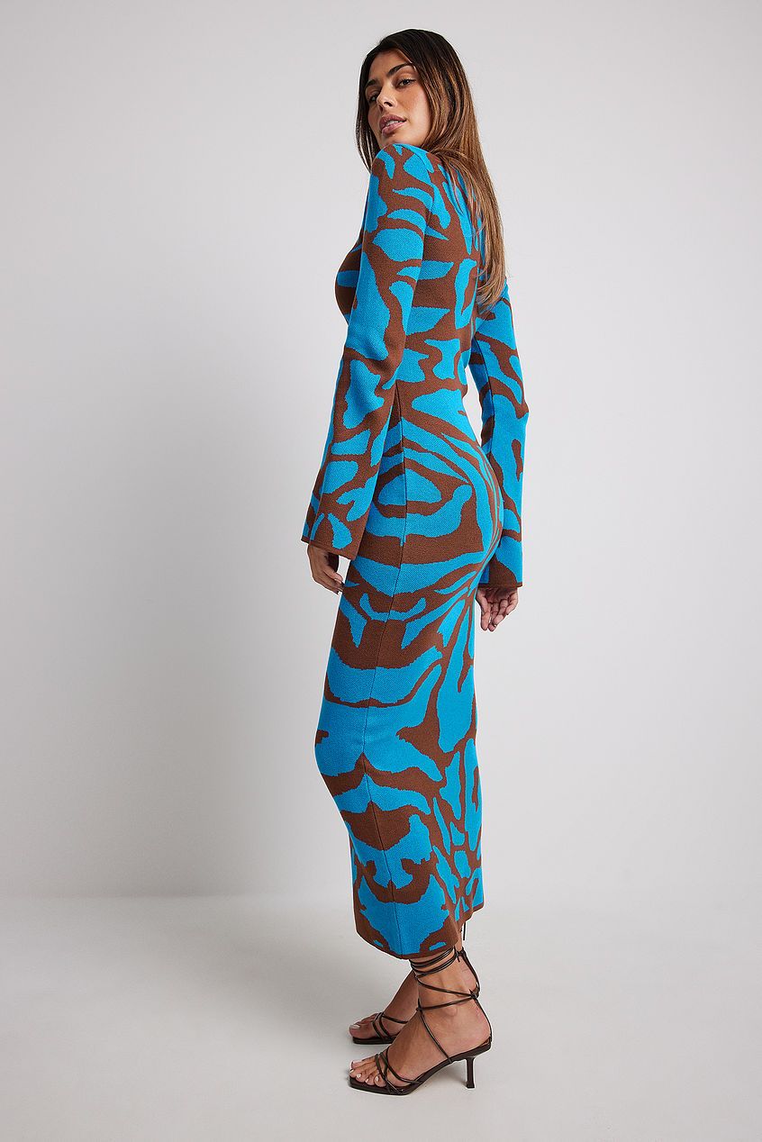 Ava Jacquard Strikket Midikjole