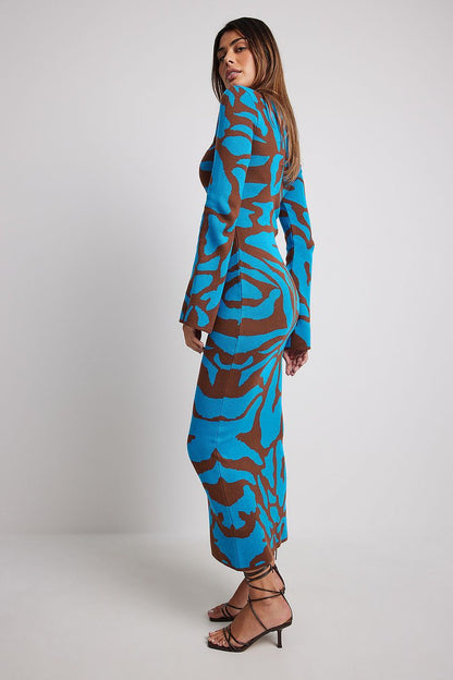 Ava Jacquard Strikket Midikjole
