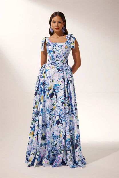 Kacey Hydrangea Printed Strap Maxikjole