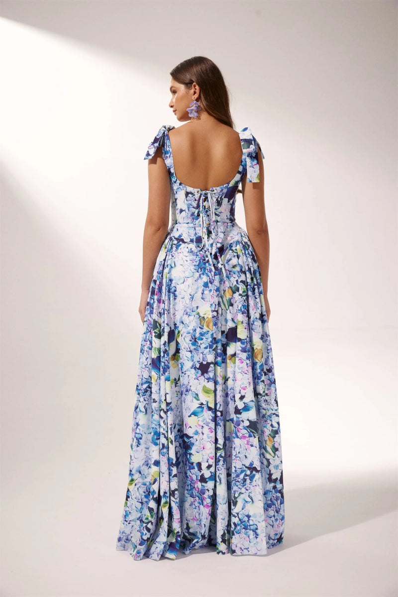 Kacey Hydrangea Printed Strap Maxikjole