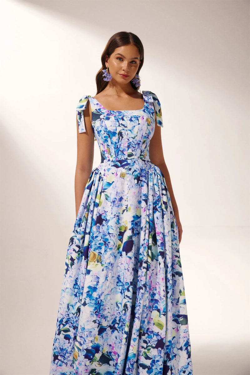 Kacey Hydrangea Printed Strap Maxikjole