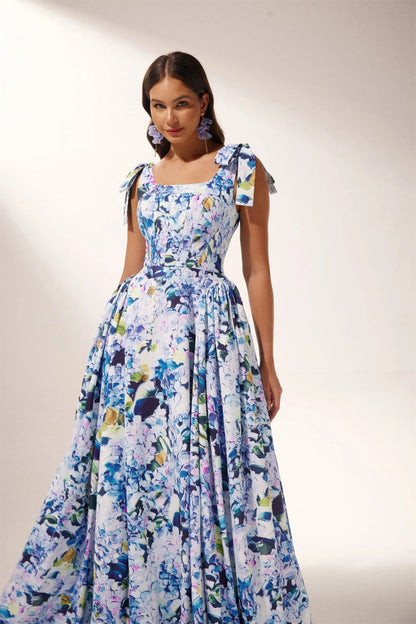 Kacey Hydrangea Printed Strap Maxikjole
