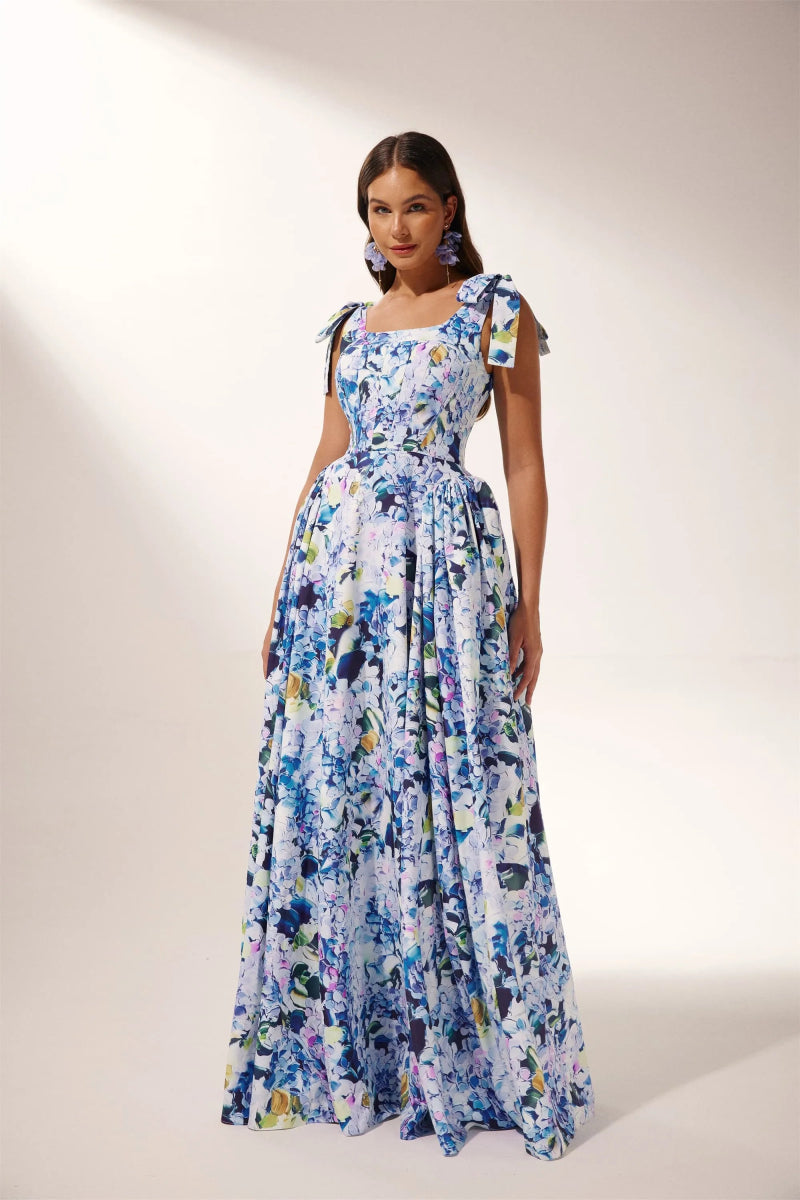 Kacey Hydrangea Printed Strap Maxikjole